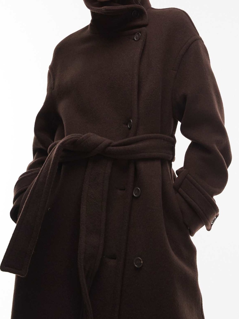 ARKET Wool Maxi Belted Trench Coat in Brown, size 0 Oversized fit
